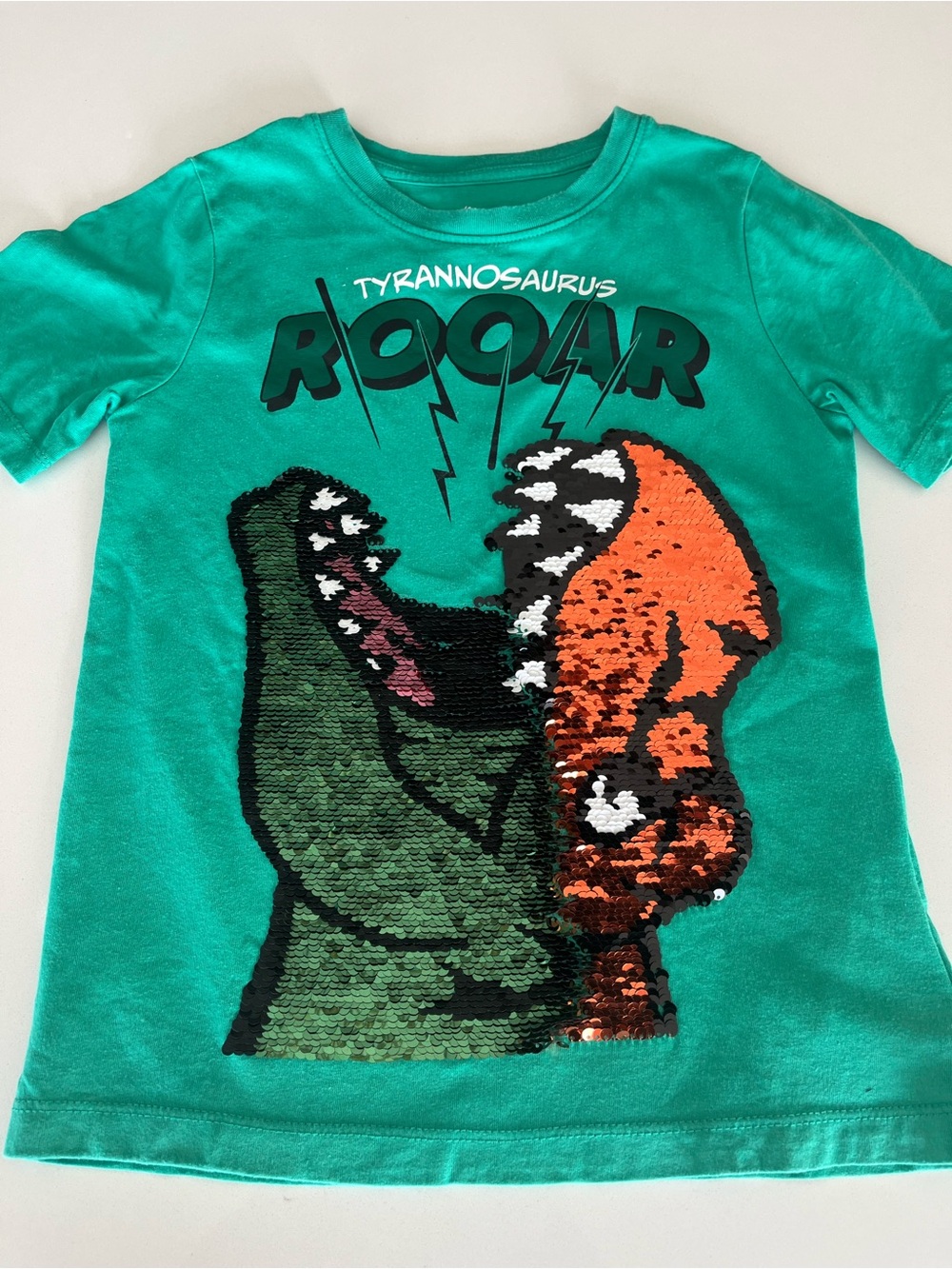 H&M Dinosaur/T-Rex Reversible Sequins T-Shirt Sz: 6X/7